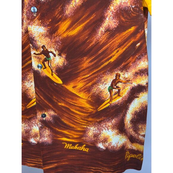 Vintage Men's Malihini 60s Yellow Brown Surfer Shirt Makaha Pipepline M - Picture 3 of 4